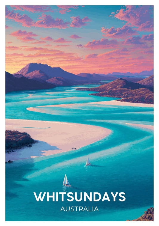 Vintage Whitsundays travel poster wall art print – Atlas Prints