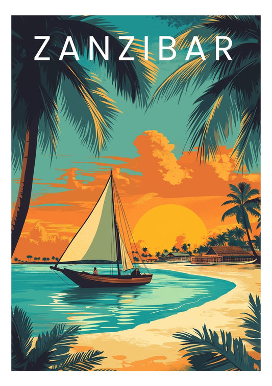 Vintage Zanzibar Tanzania travel poster wall art print – Atlas Prints