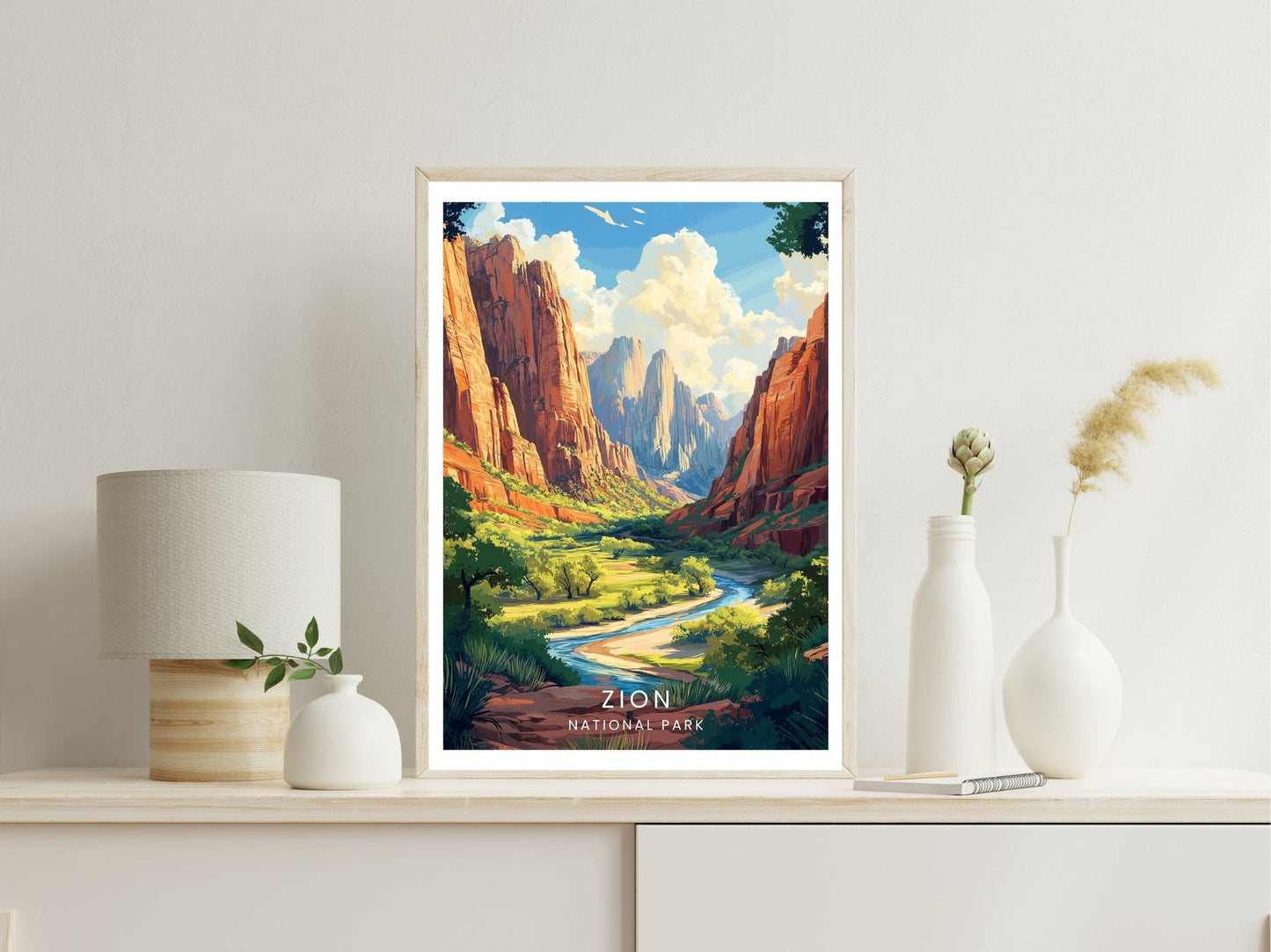 Zion National Park wall art print displayed in bedroom – Atlas Prints