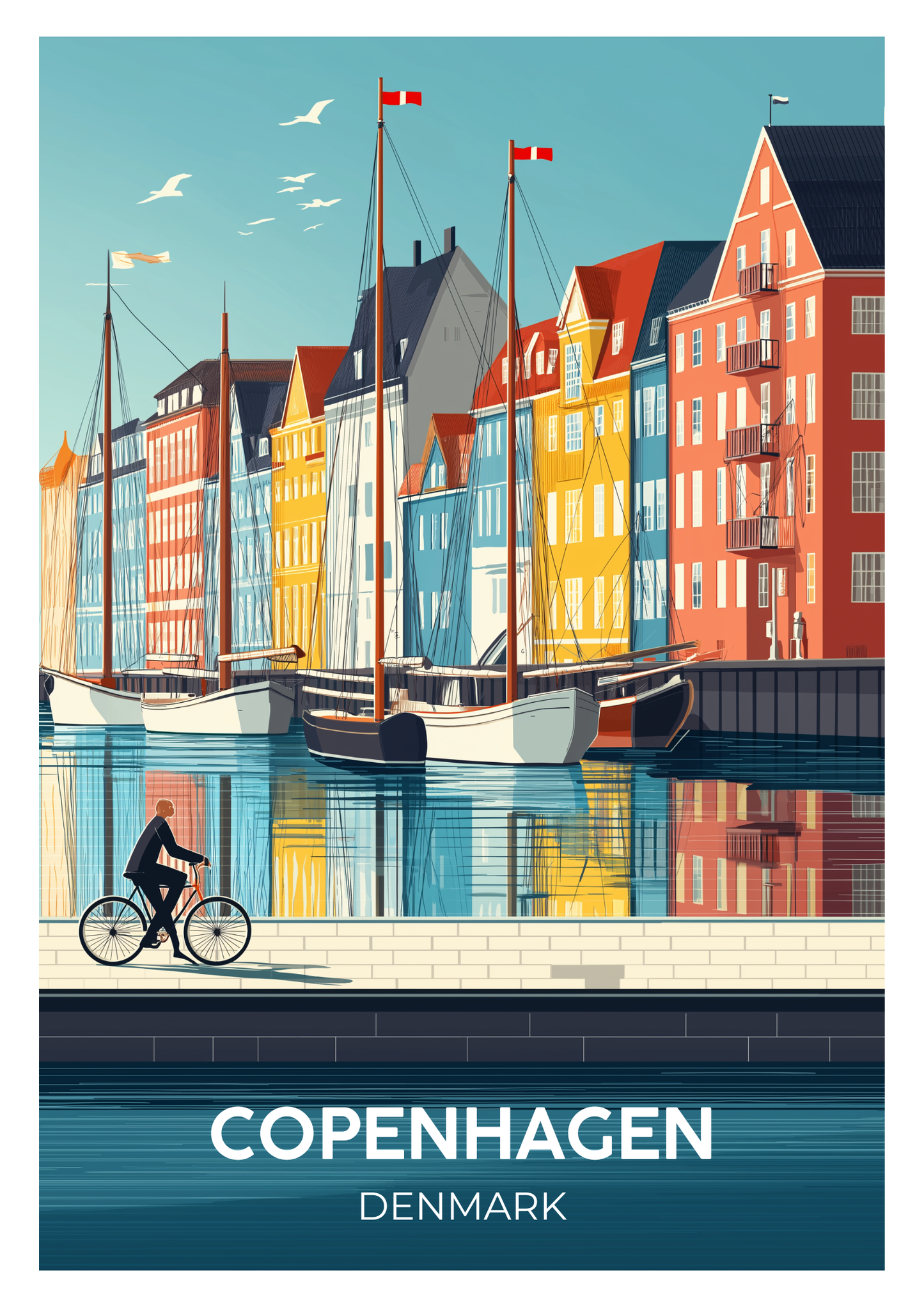 Vintage Copenhagen Travel Poster Wall Art