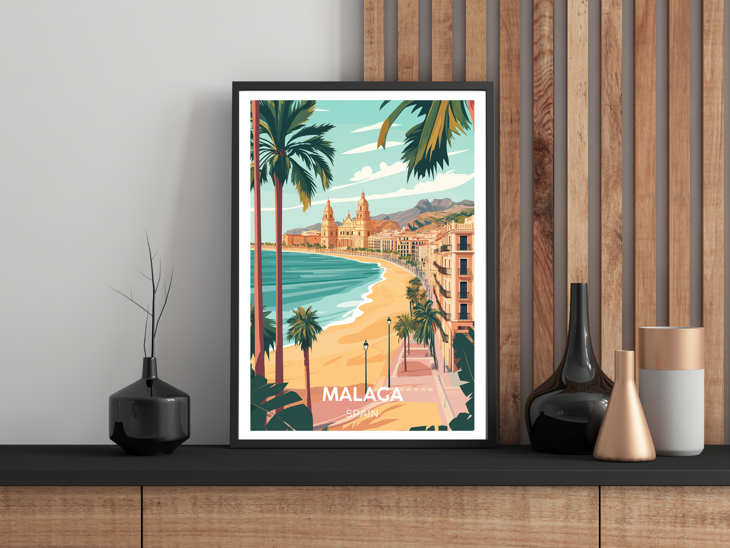Malaga, Spain - Vintage Travel Poster