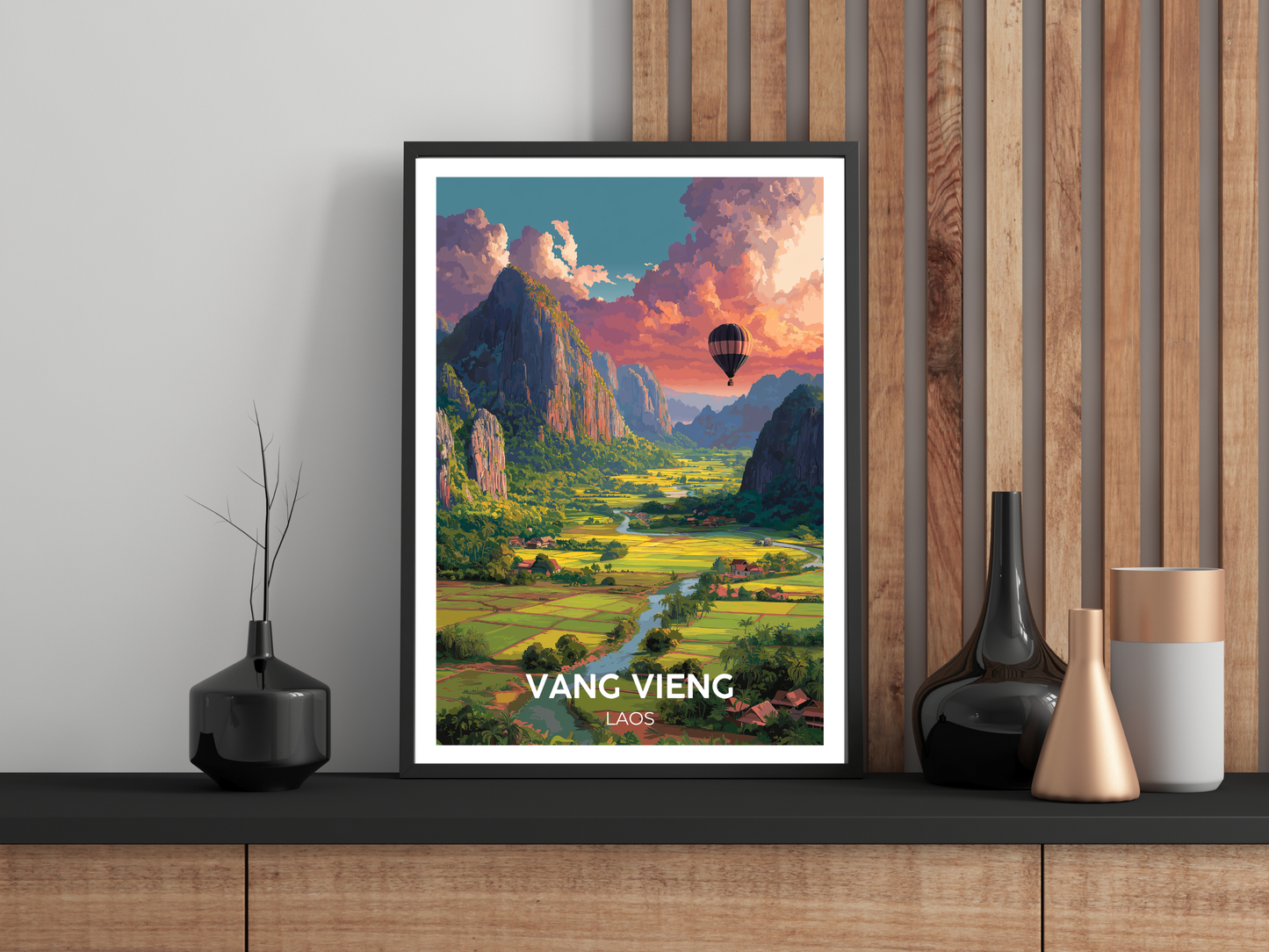 Vang Vieng, Laos – Vintage Travel Poster