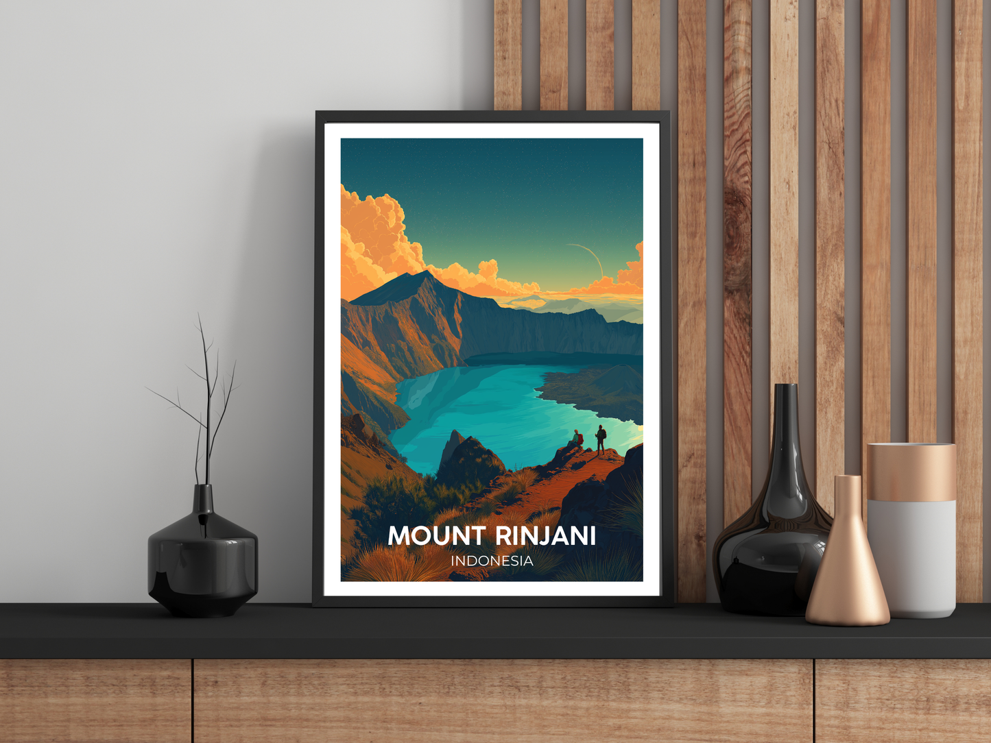 Mount Rinjani, Indonesia – Vintage Travel Poster