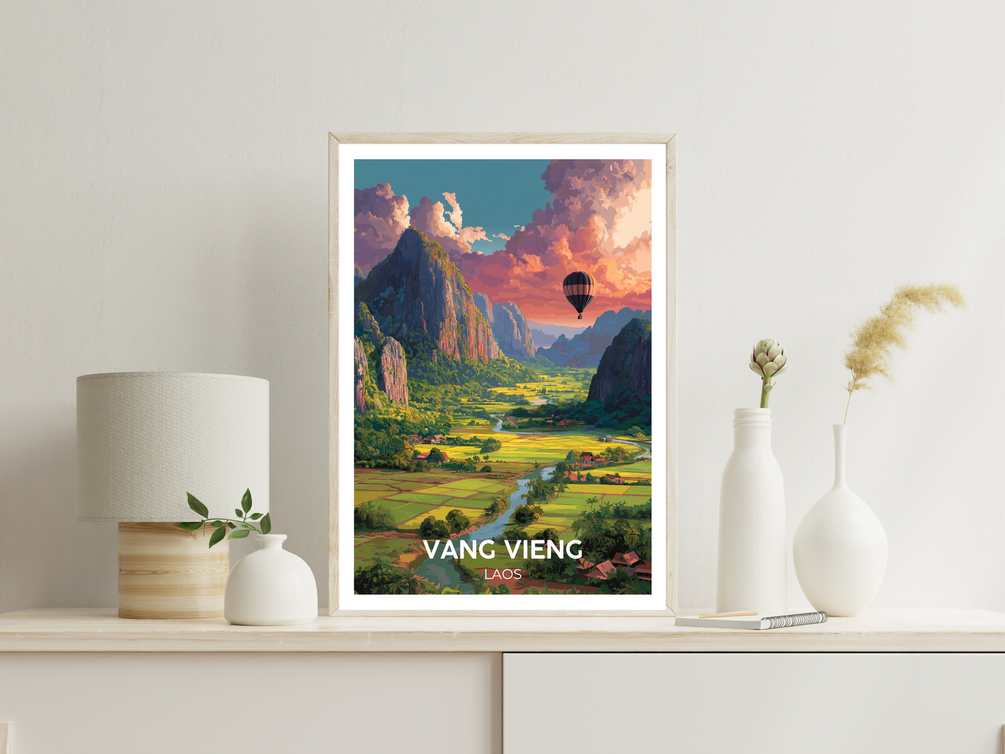 Vang Vieng, Laos – Vintage Travel Poster