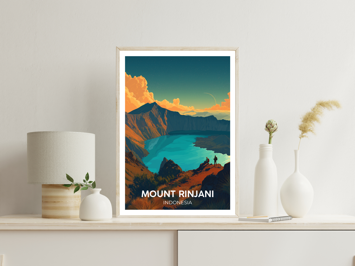 Mount Rinjani, Indonesia – Vintage Travel Poster