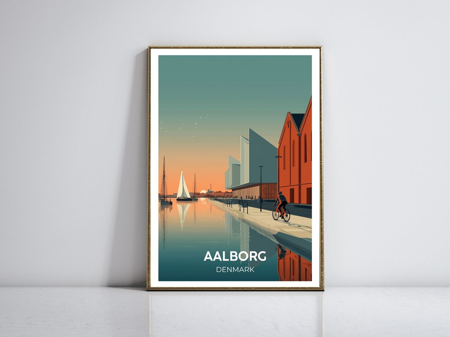 Aalborg Denmark framed vintage travel poster – Atlas Prints
