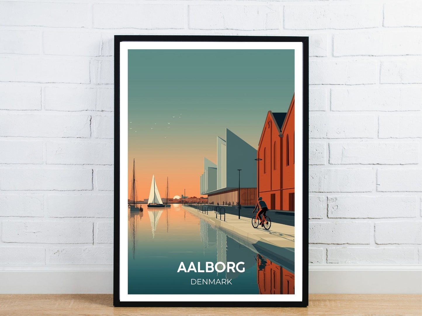 Minimal Aalborg Denmark travel art poster – Atlas Prints