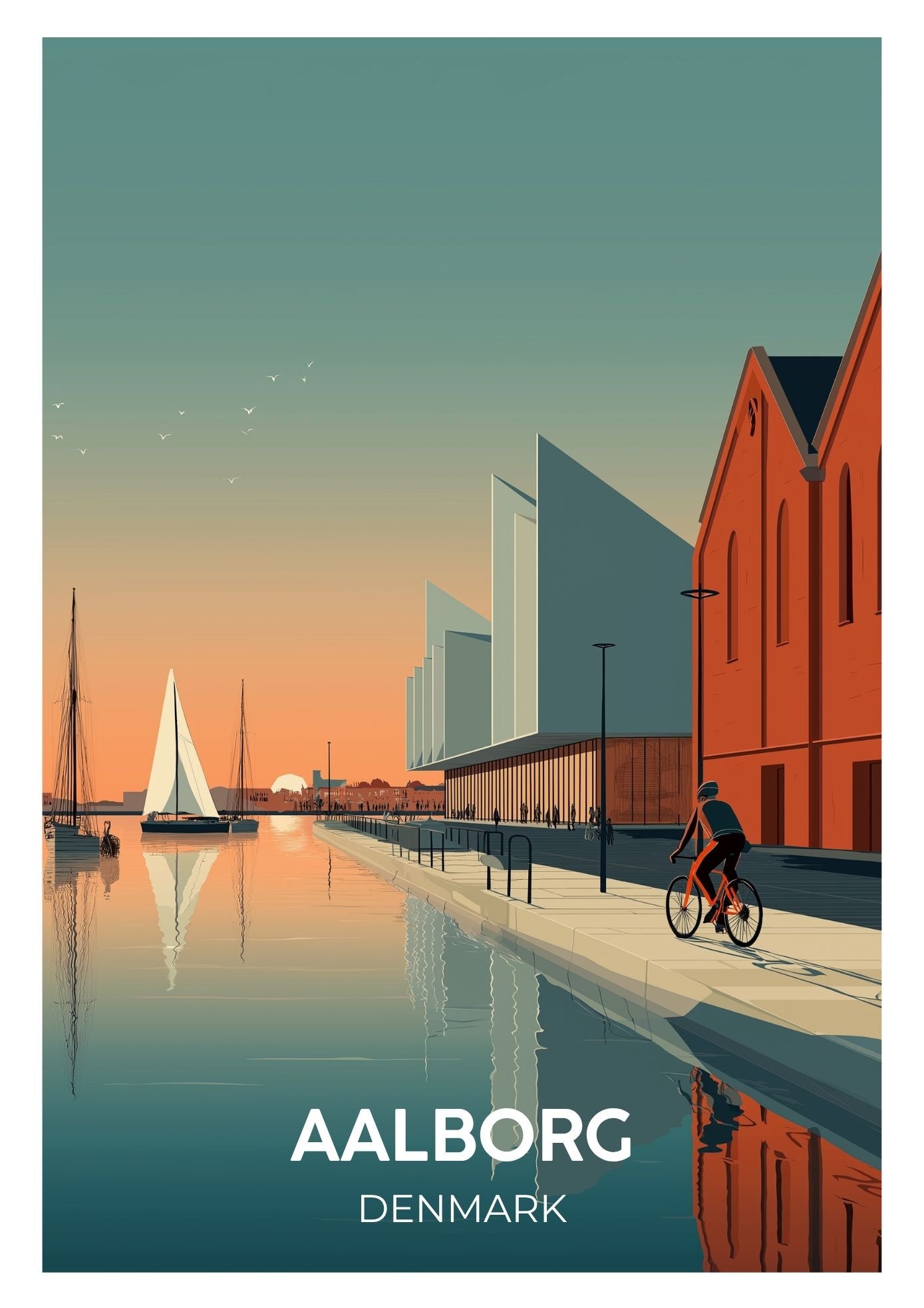 Vintage Aalborg Denmark travel poster wall art print – Atlas Prints