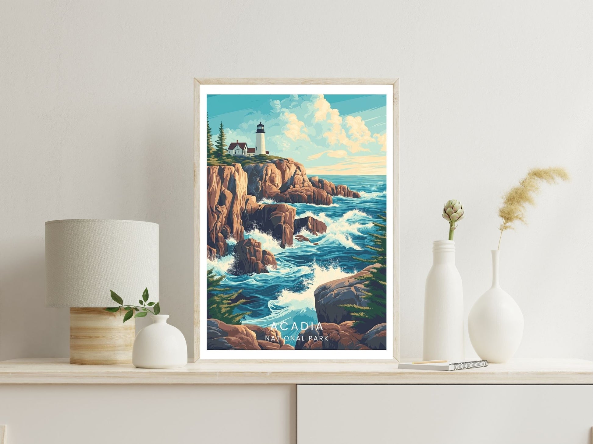 Acadia National Park wall art print displayed in bedroom – Atlas Prints