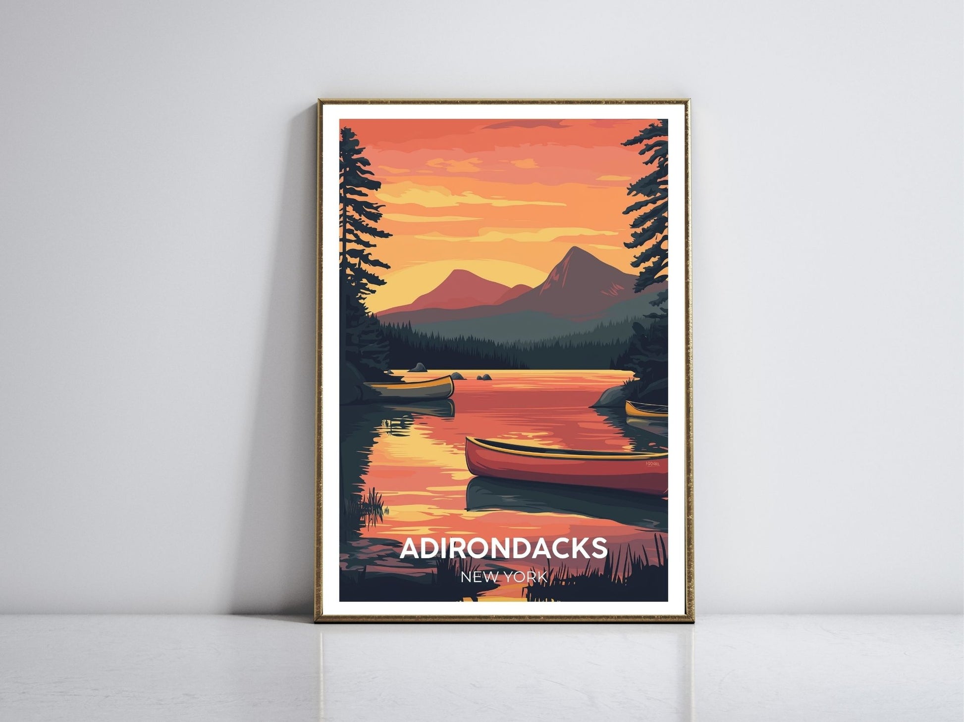 Adirondacks New York framed vintage travel poster – Atlas Prints