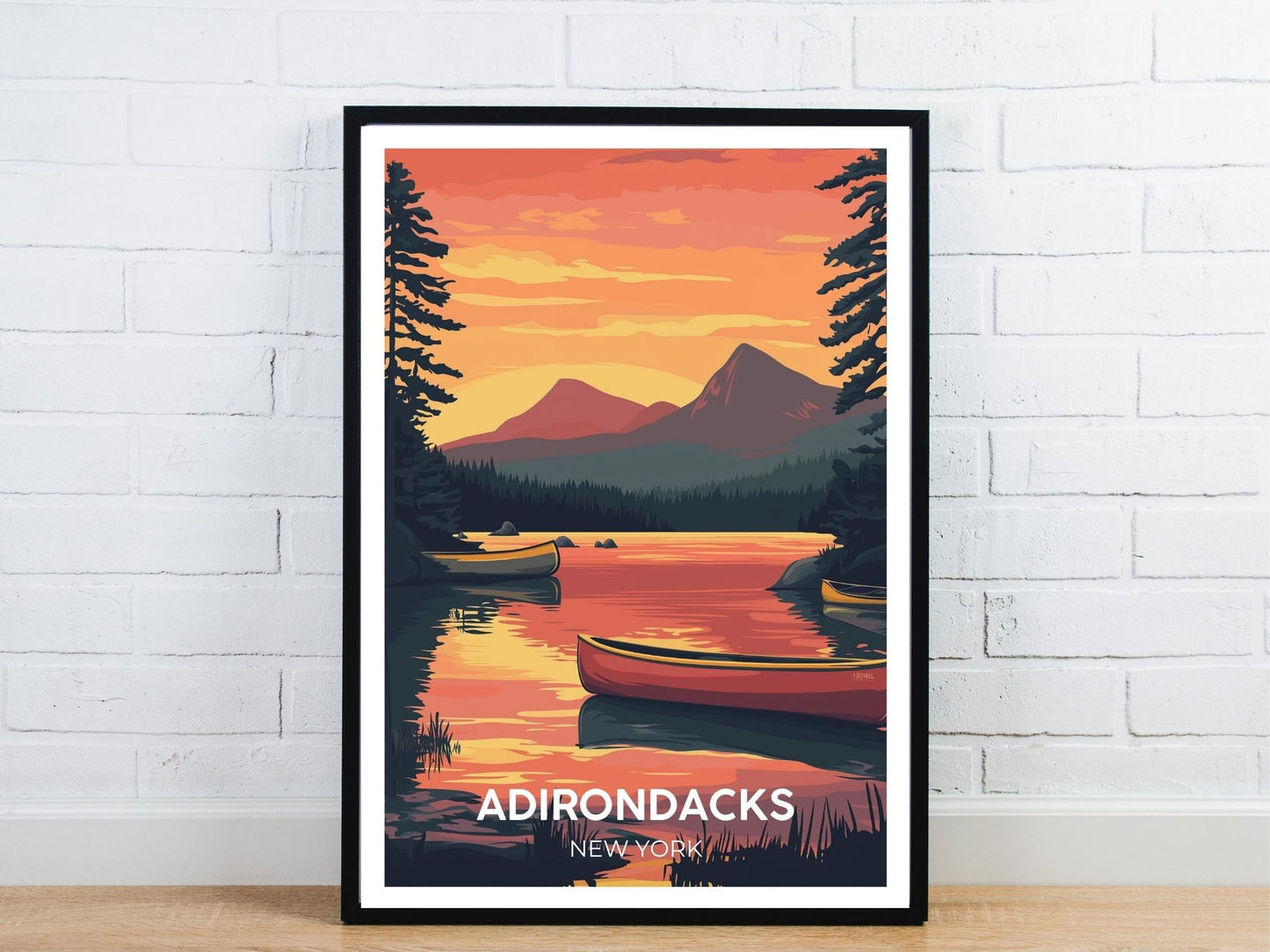 Minimal Adirondacks New York travel art poster – Atlas Prints