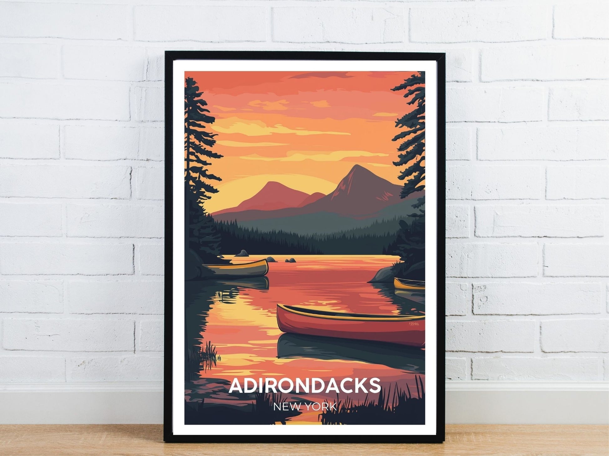 Minimal Adirondacks New York travel art poster – Atlas Prints