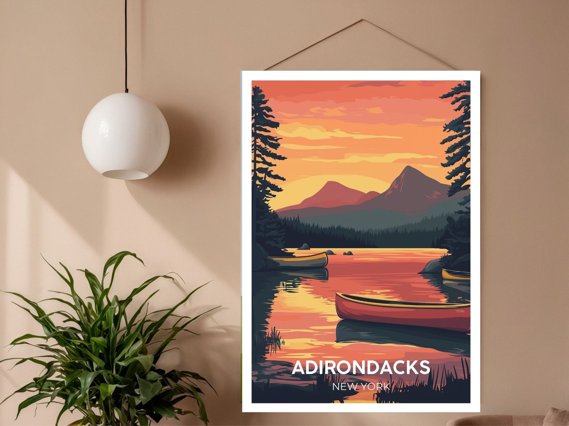 Close-up of Adirondacks New York travel poster matte texture – Atlas Prints
