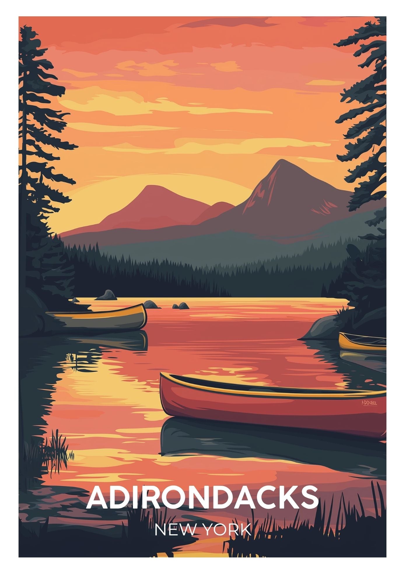Vintage Adirondacks New York travel poster wall art print – Atlas Prints