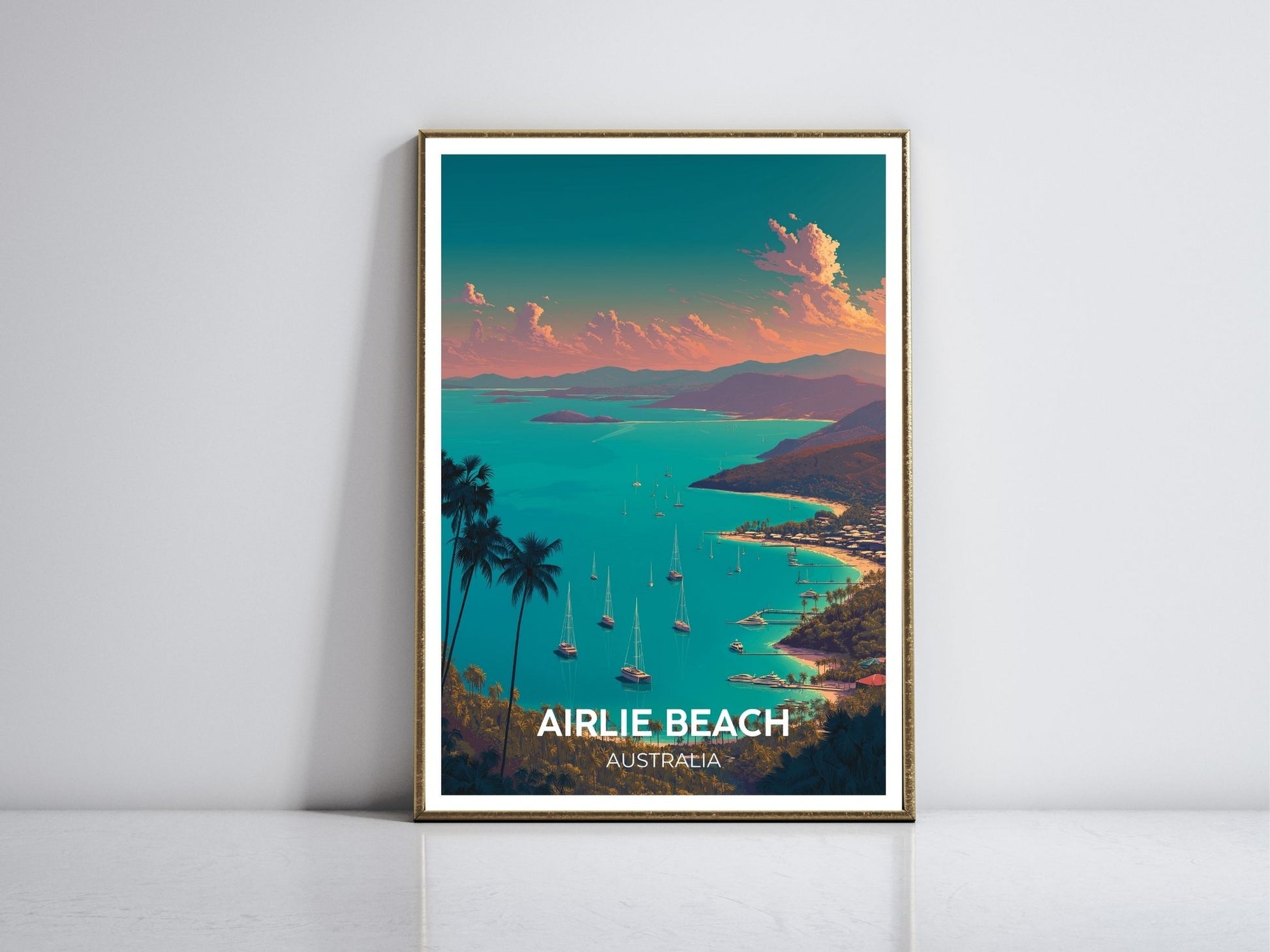 Airlie Beach Australia framed vintage travel poster – Atlas Prints