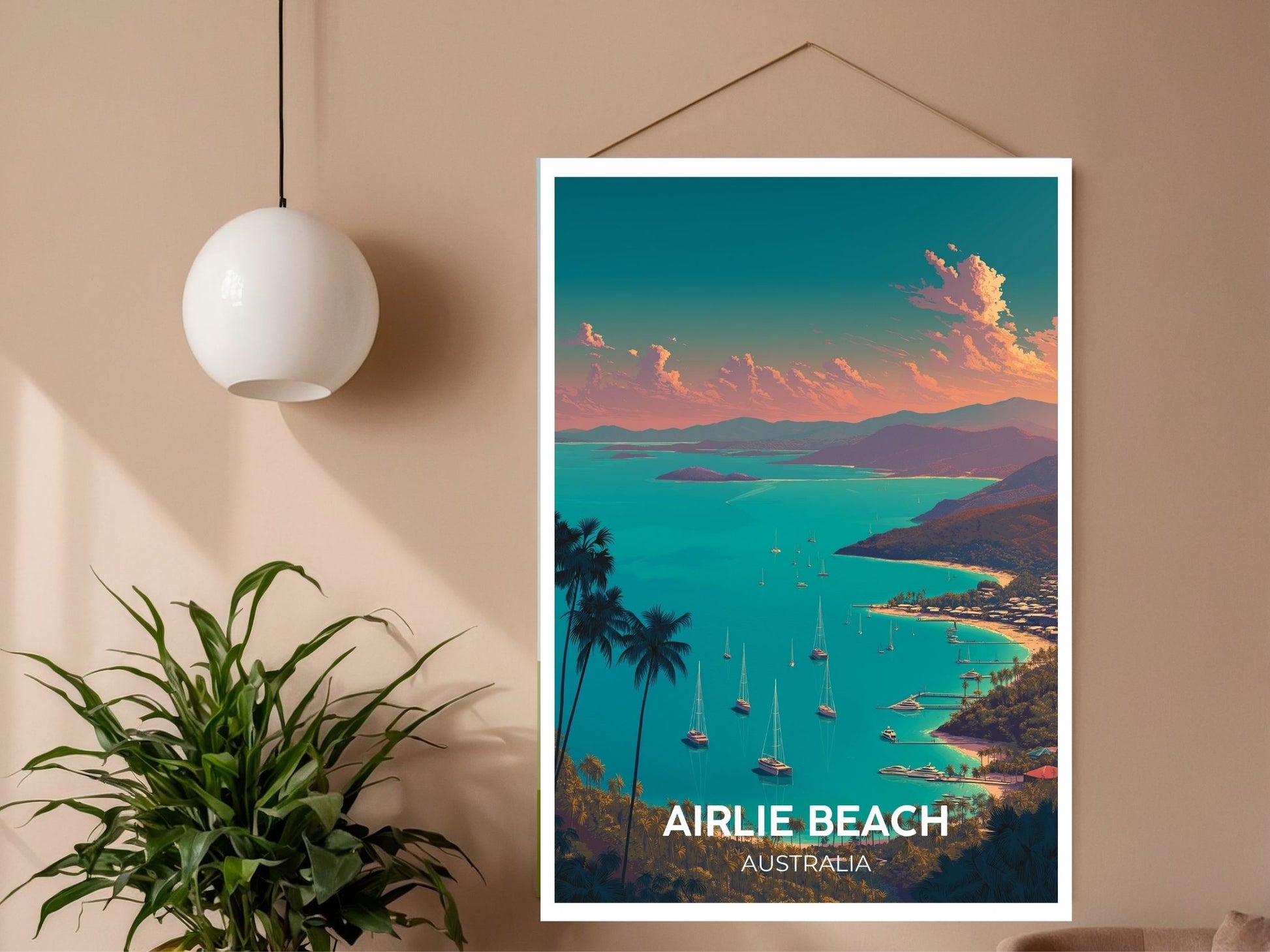 Close-up of Airlie Beach Australia travel poster matte texture – Atlas Prints