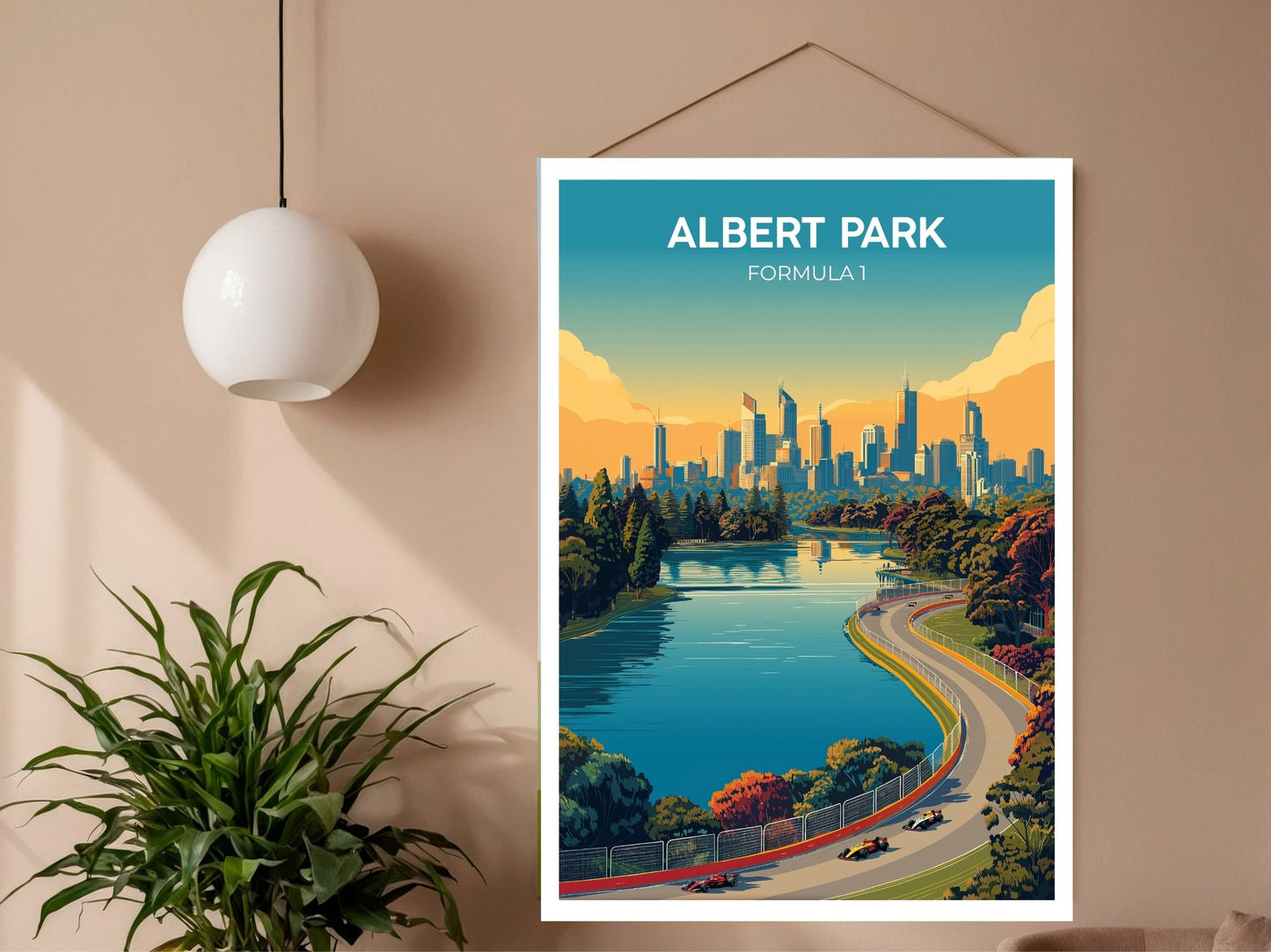 Close-up of Albert Park F1 Melbourne travel poster matte texture – Atlas Prints