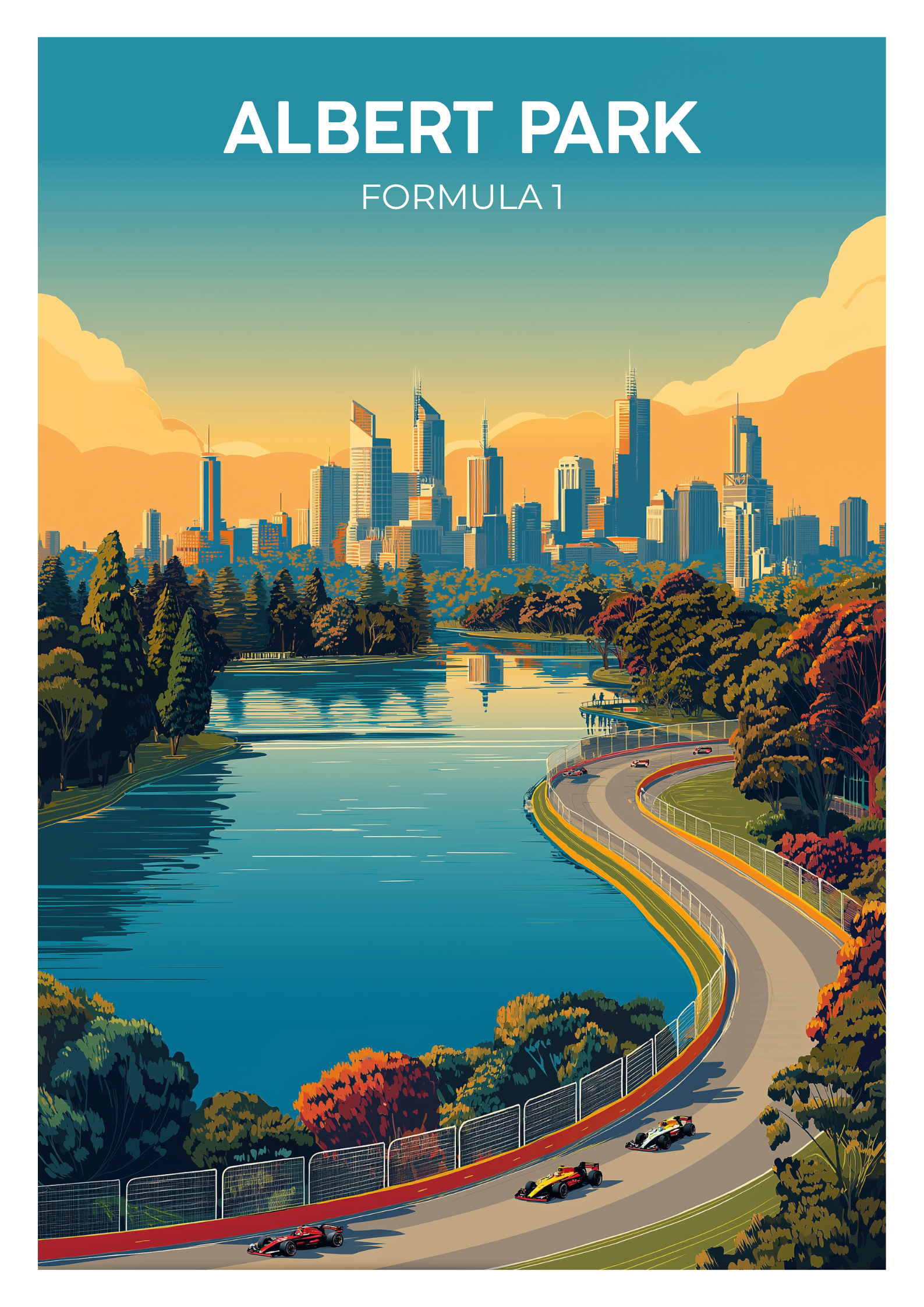 Vintage Albert Park F1 Melbourne travel poster wall art print – Atlas Prints