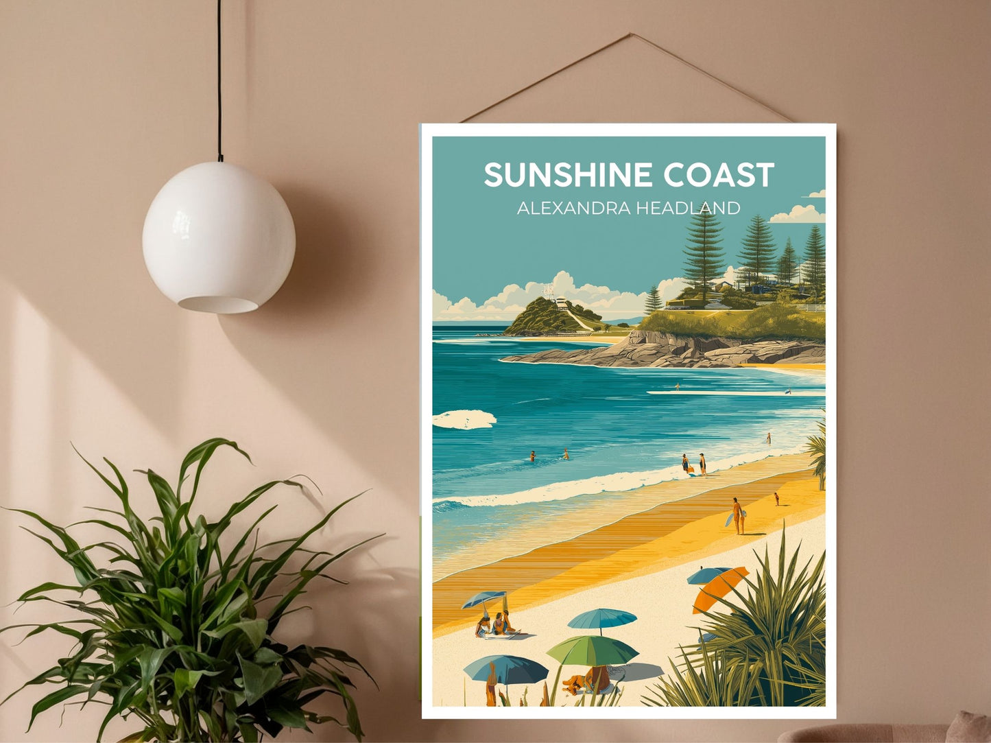 Close-up of Alexandra Headland Sunshine Coast travel poster matte texture – Atlas Prints