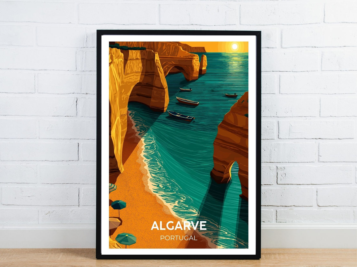 Minimal Algarve travel art poster – Atlas Prints