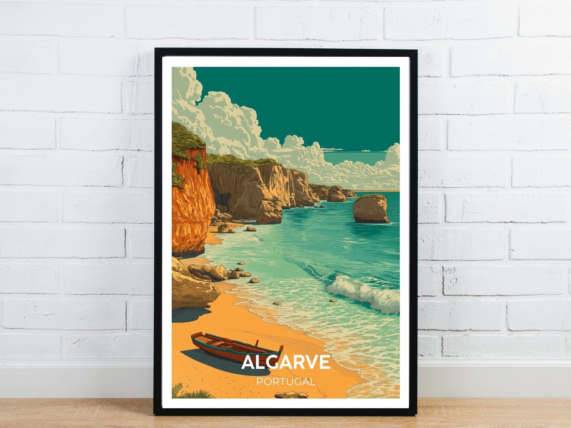 Minimal Algarve Portugal travel art poster – Atlas Prints