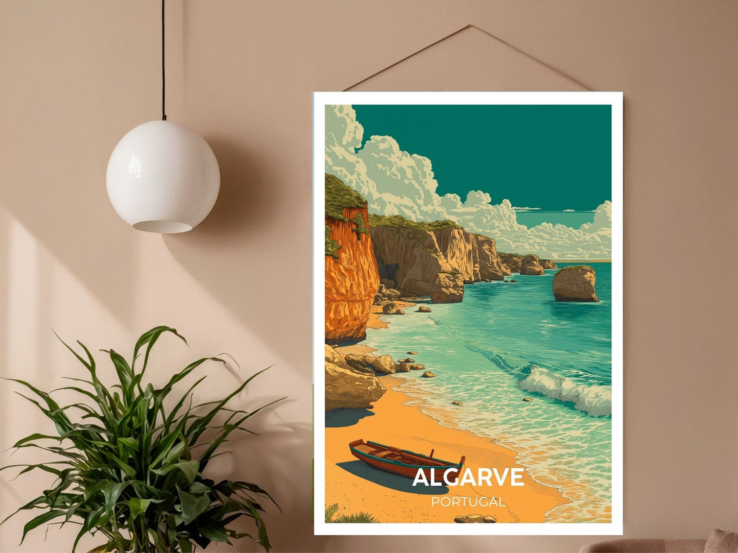 Close-up of Algarve Portugal travel poster matte texture – Atlas Prints