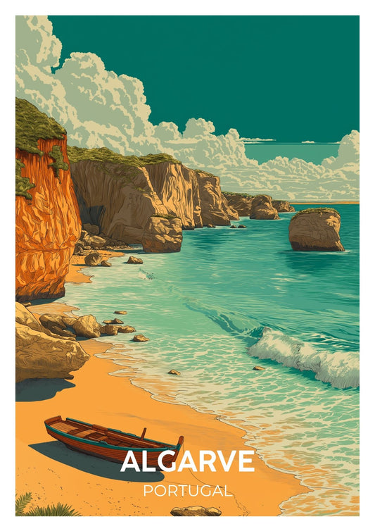 Vintage Algarve Portugal travel poster wall art print – Atlas Prints