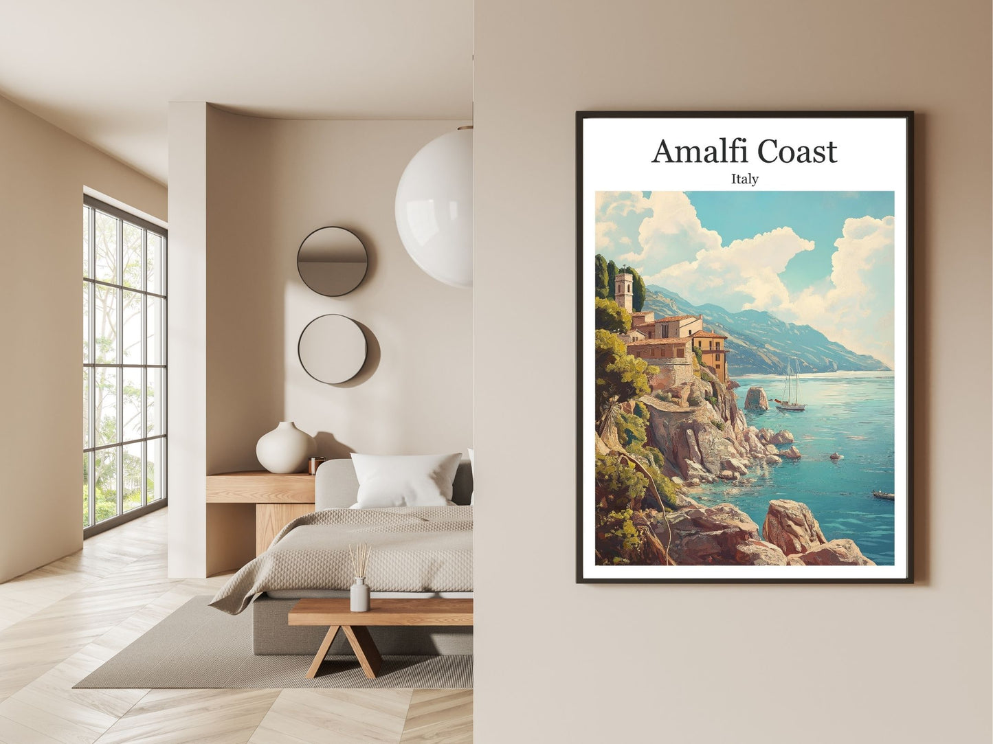 Gallery wall display of Amalfi Coast travel poster – Atlas Prints