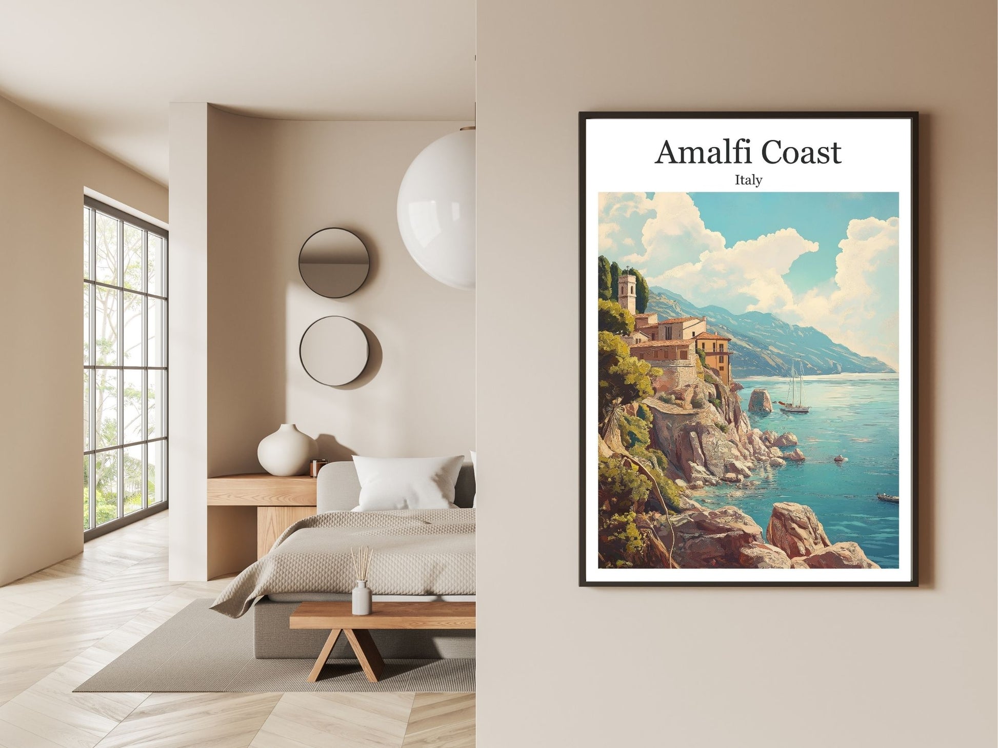 Gallery wall display of Amalfi Coast travel poster – Atlas Prints