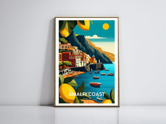 Amalfi Coast Italy framed vintage travel poster – Atlas Prints