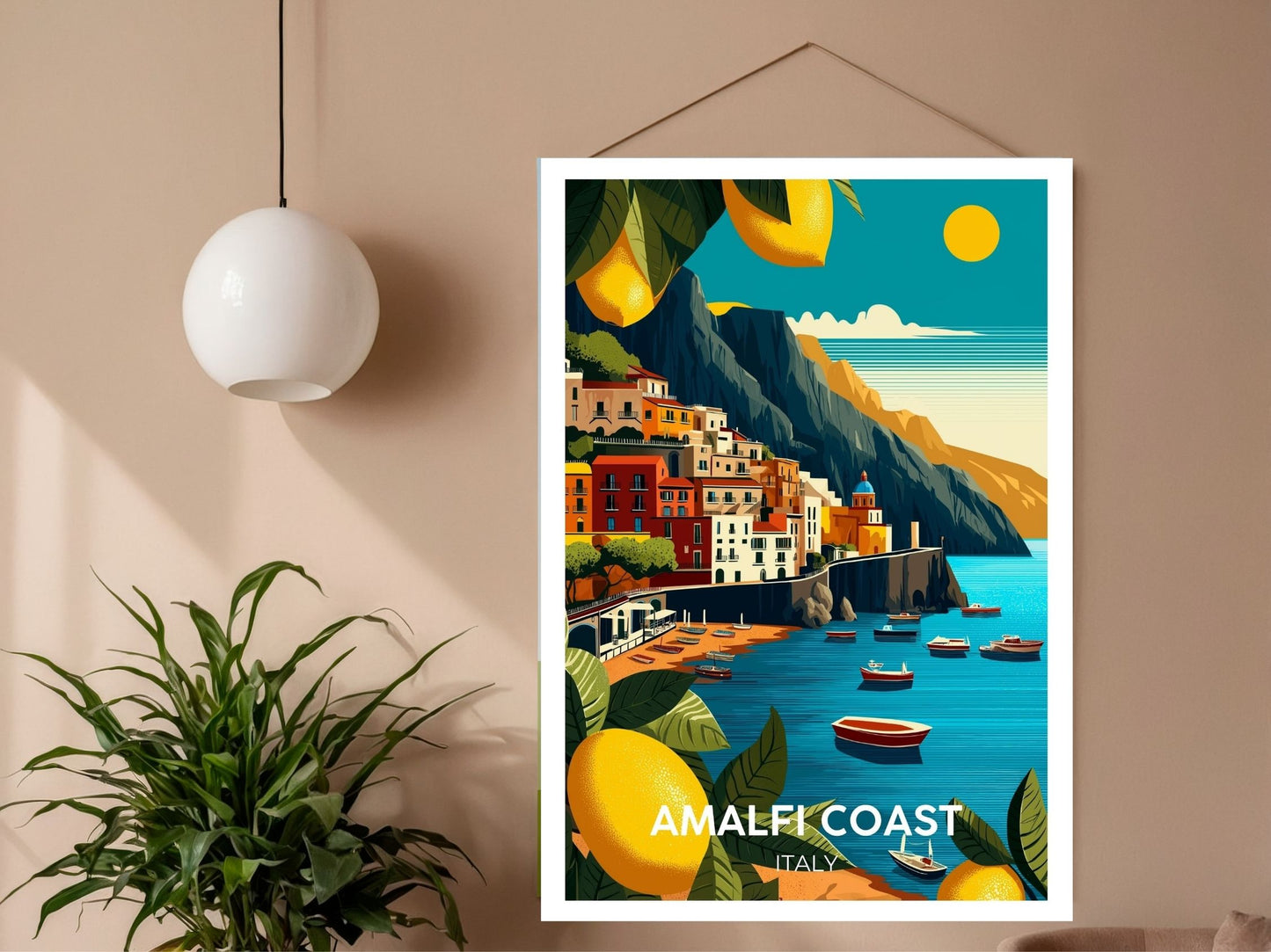 Close-up of Amalfi Coast Italy travel poster matte texture – Atlas Prints