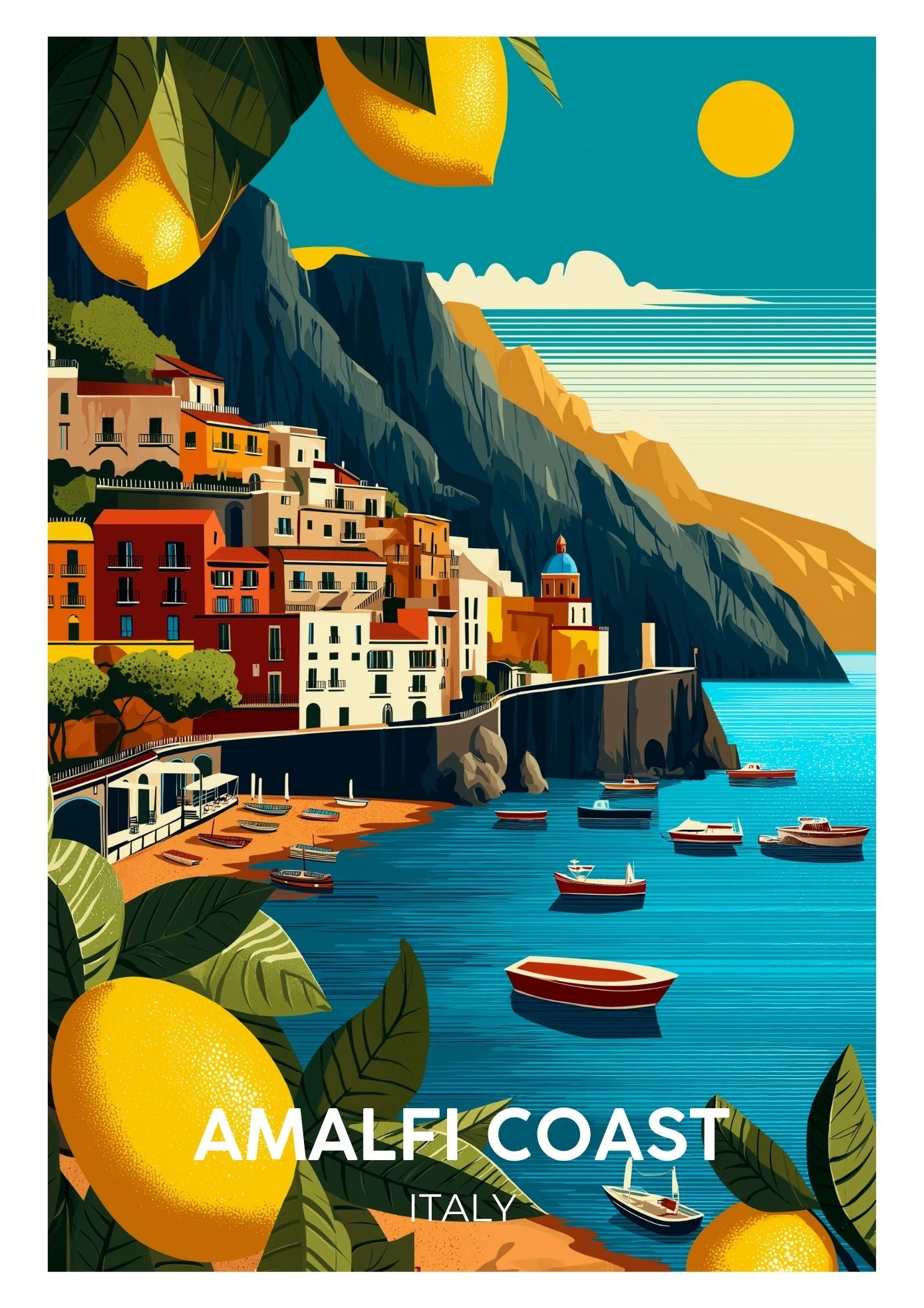 Vintage Amalfi Coast Italy travel poster wall art print – Atlas Prints