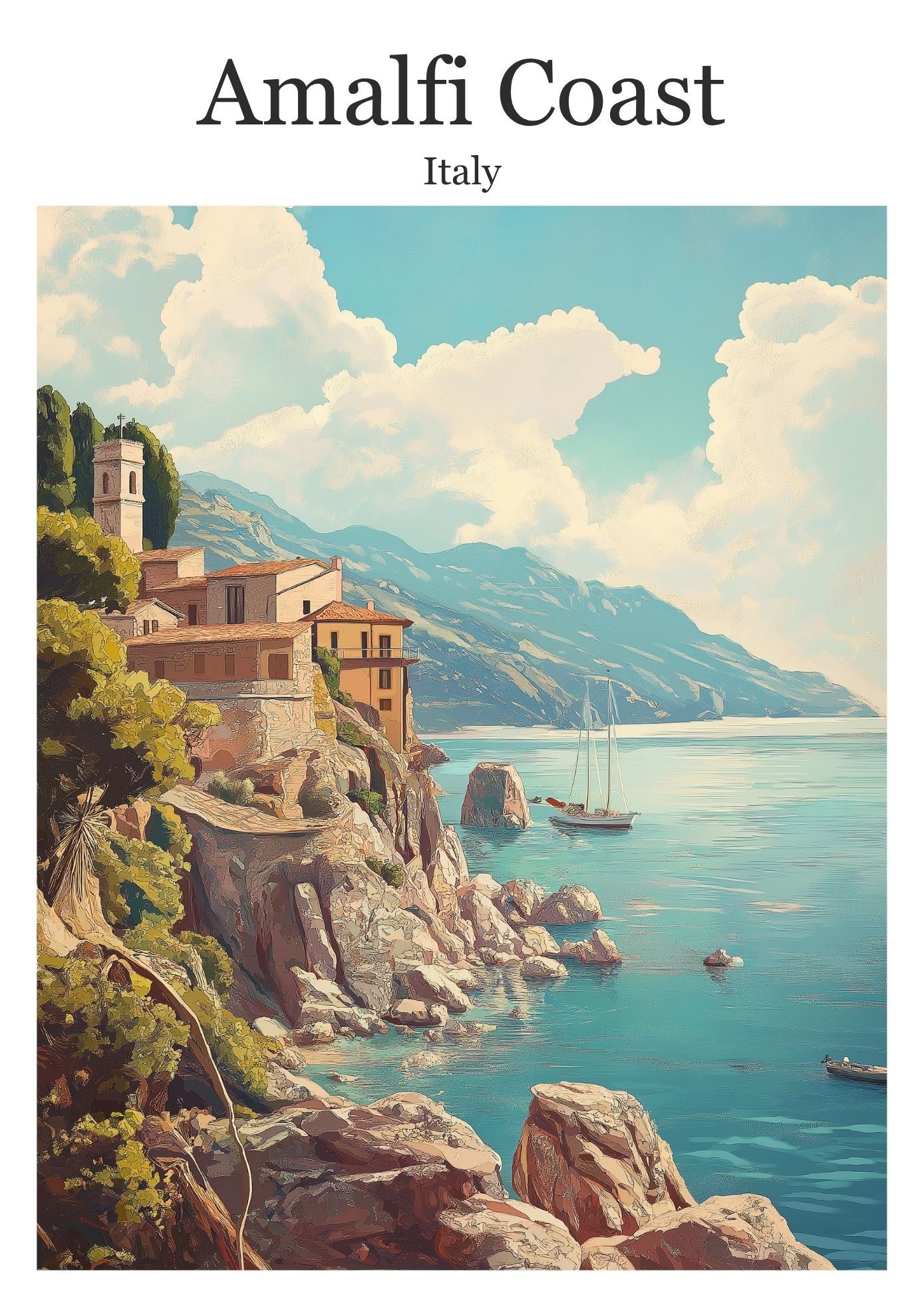 Vintage Amalfi Coast travel poster wall art print – Atlas Prints