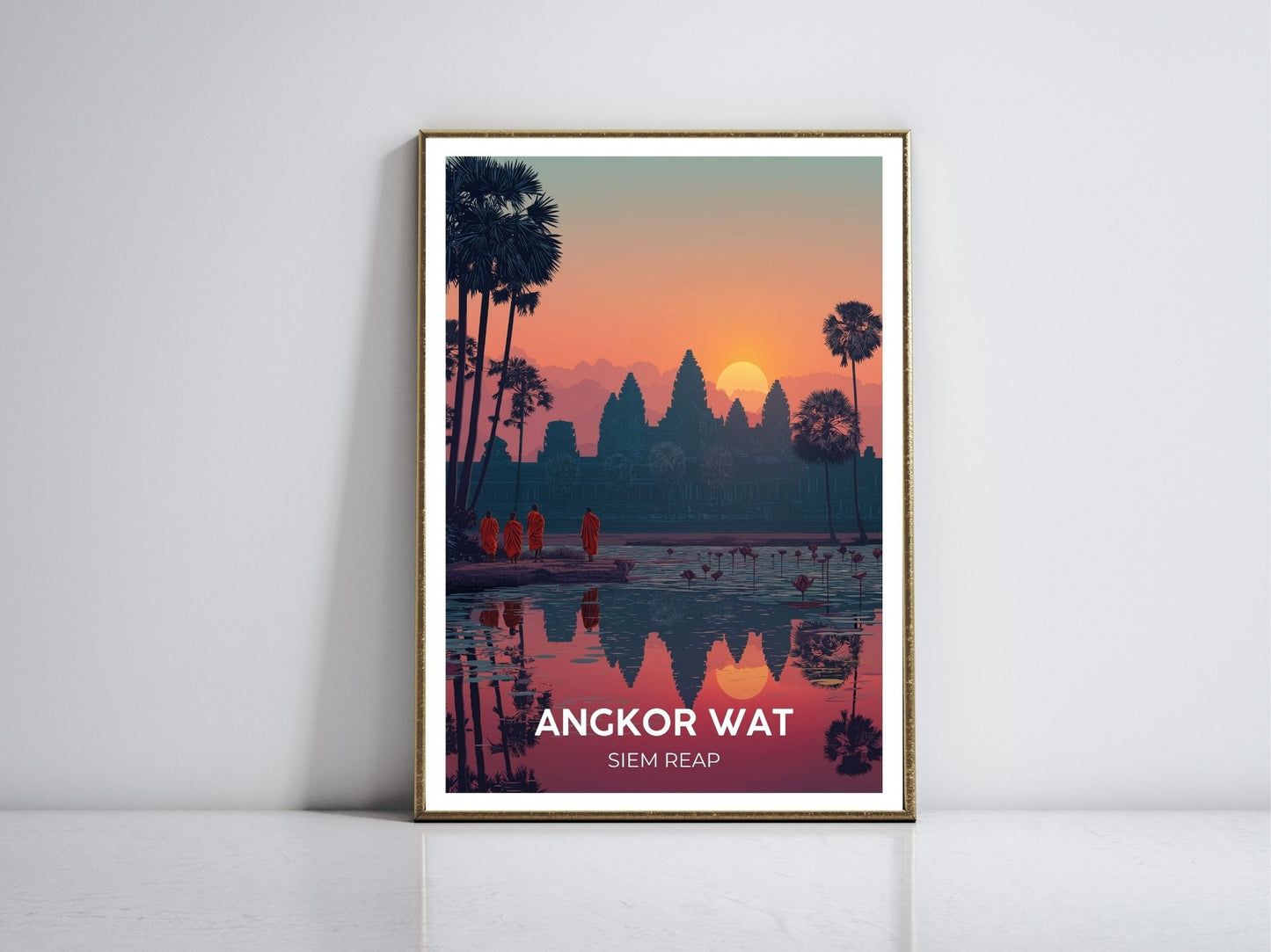 Angkor Wat Siem Reap framed vintage travel poster – Atlas Prints