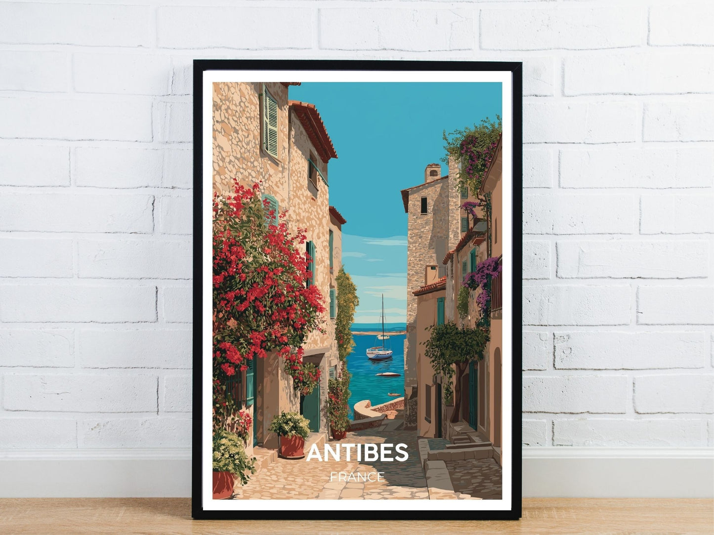 Antbies travel print displayed in living room – Atlas Prints