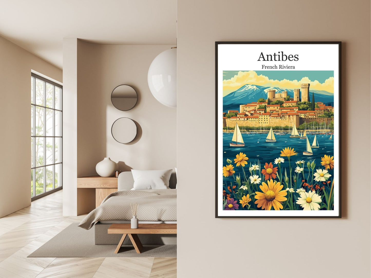 Gallery wall display of Antibes travel poster – Atlas Prints