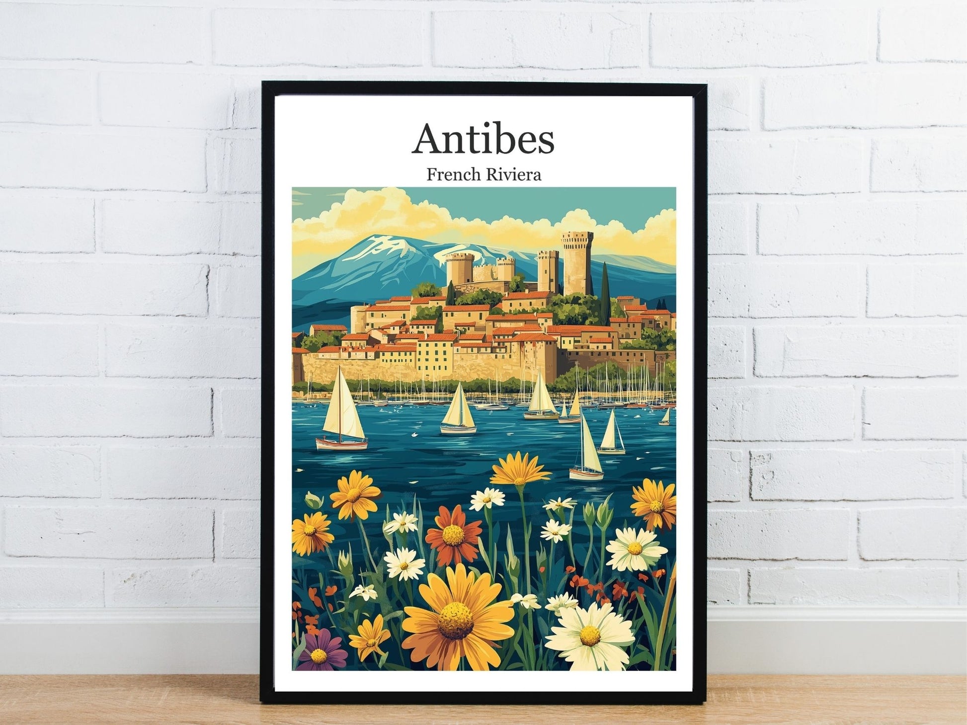 Minimal Antibes travel art poster – Atlas Prints
