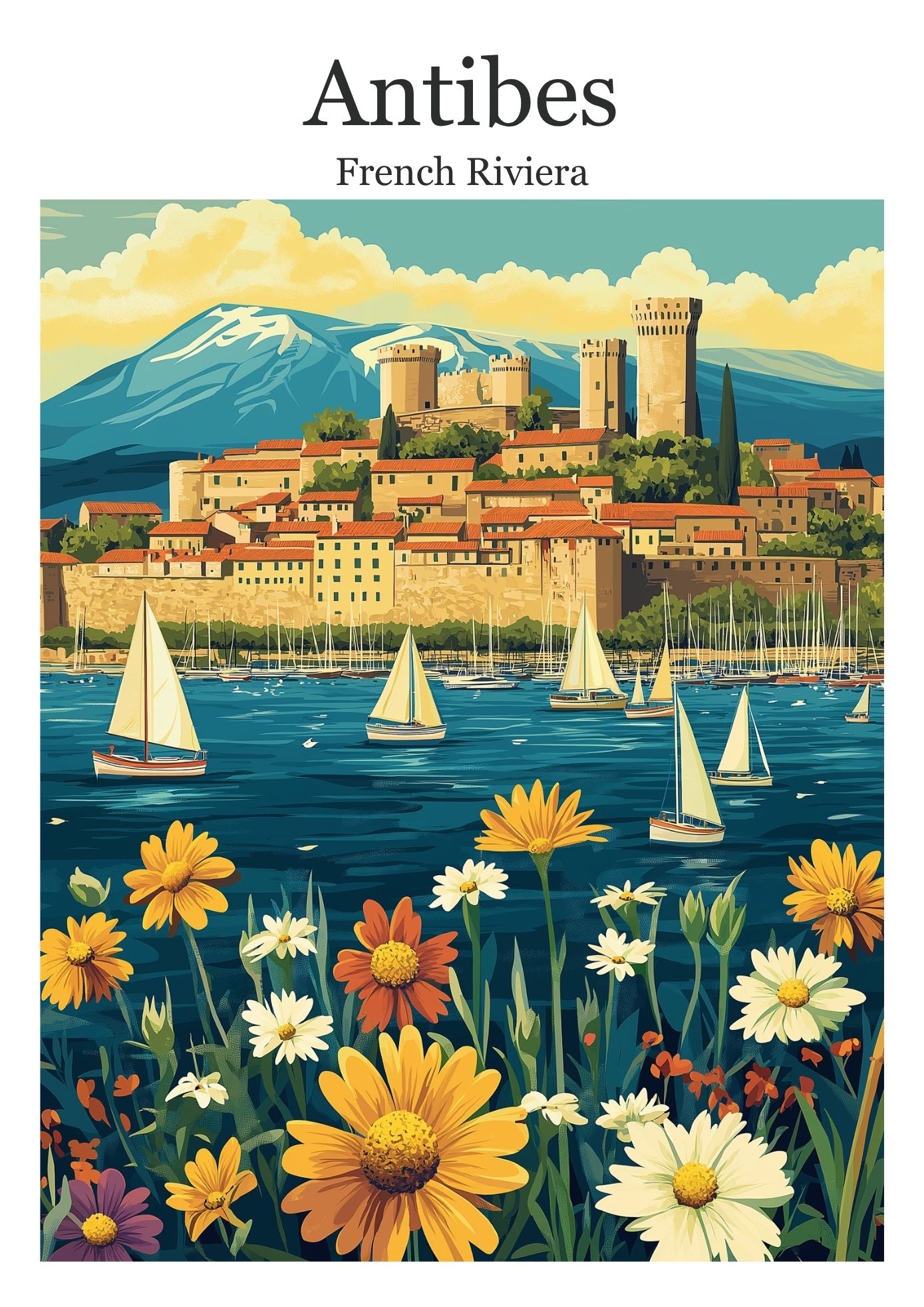 Vintage Antibes travel poster wall art print – Atlas Prints