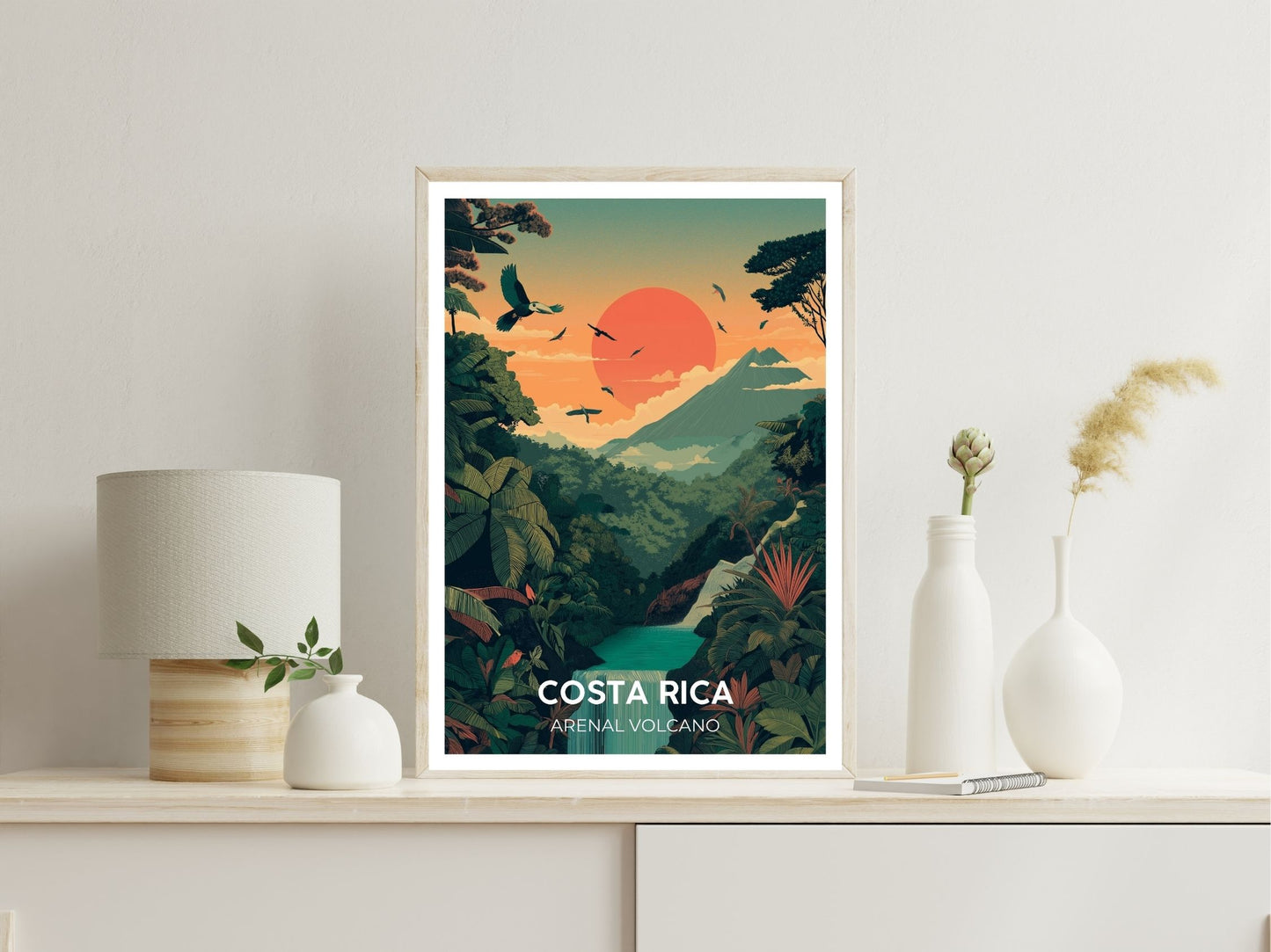 Arenal Volcano Costa Rica wall art print displayed in bedroom – Atlas Prints