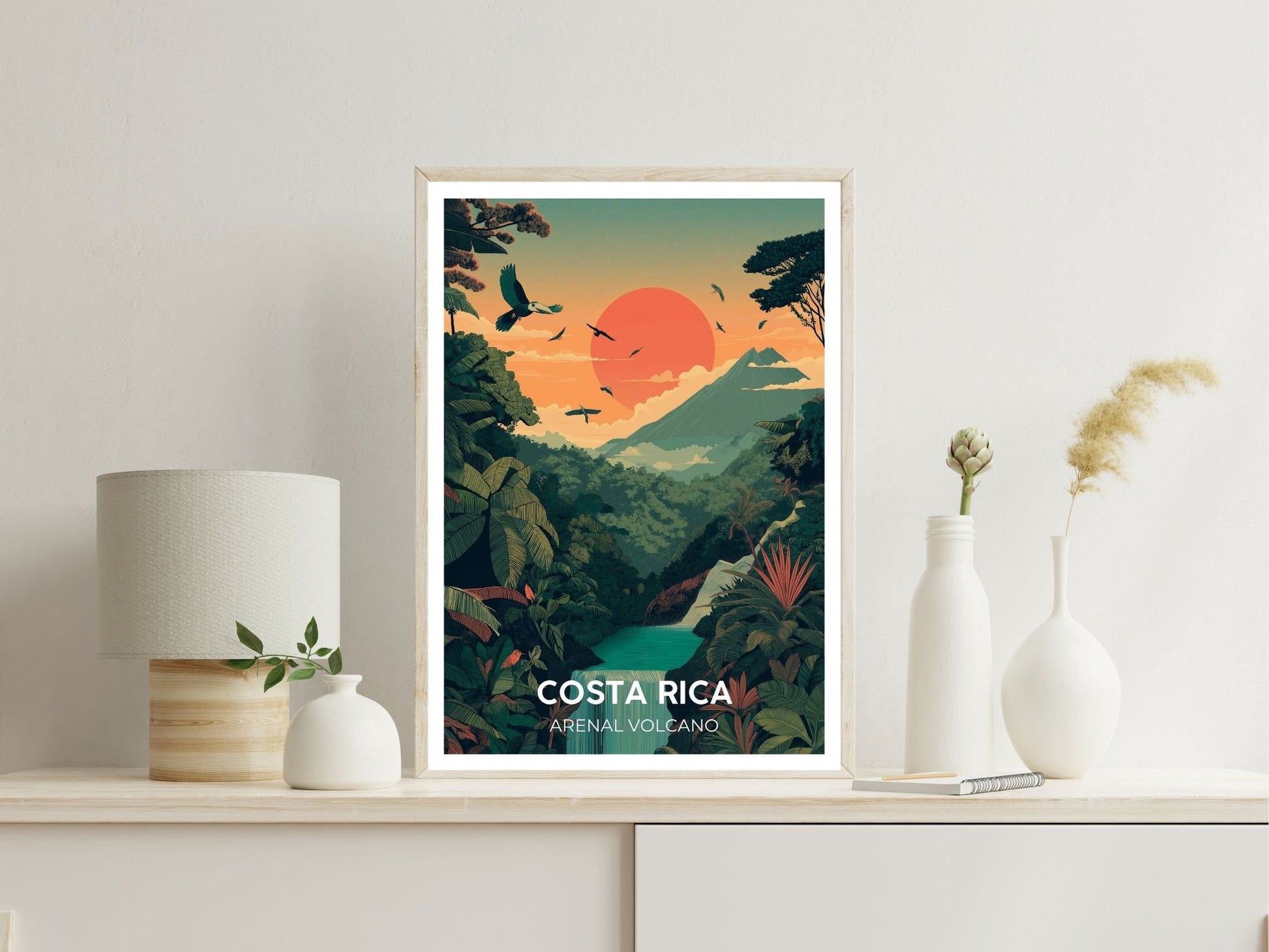 Arenal Volcano Costa Rica wall art print displayed in bedroom – Atlas Prints