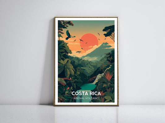 Arenal Volcano Costa Rica framed vintage travel poster – Atlas Prints