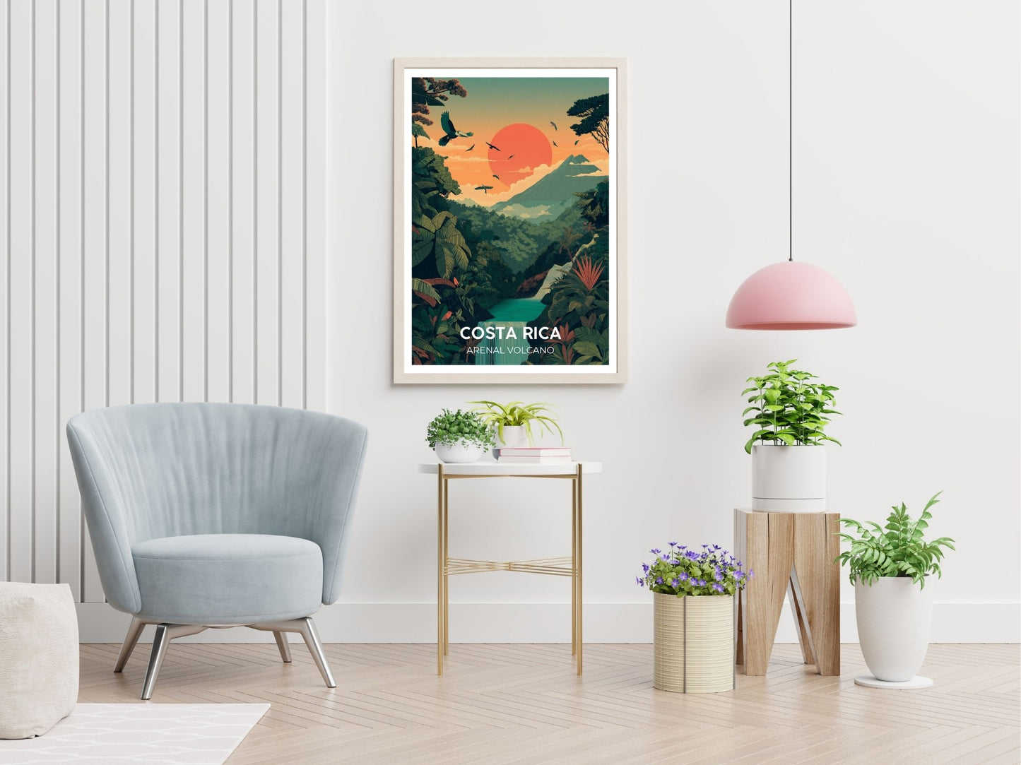 Arenal Volcano Costa Rica travel print displayed in living room – Atlas Prints