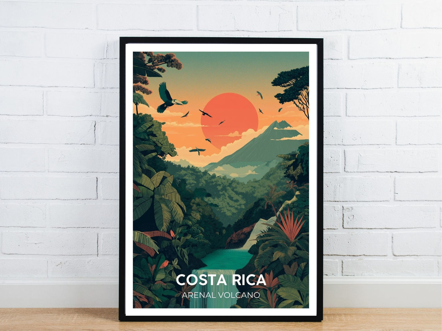 Minimal Arenal Volcano Costa Rica travel art poster – Atlas Prints