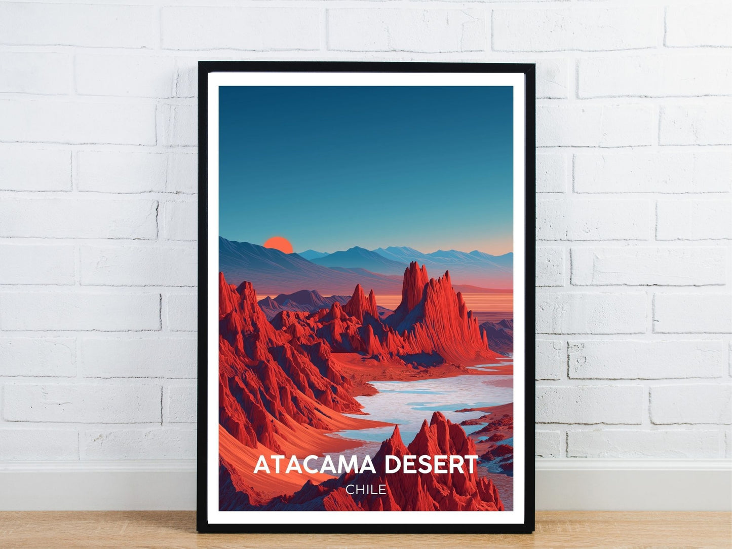 Minimal Atacama Desert Chile travel art poster – Atlas Prints