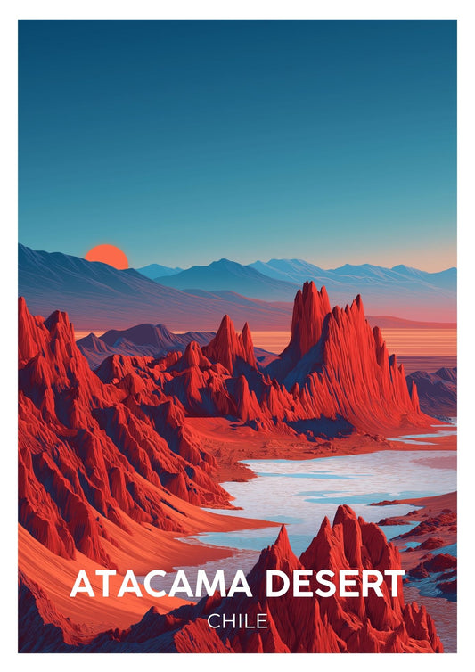 Vintage Atacama Desert Chile travel poster wall art print – Atlas Prints