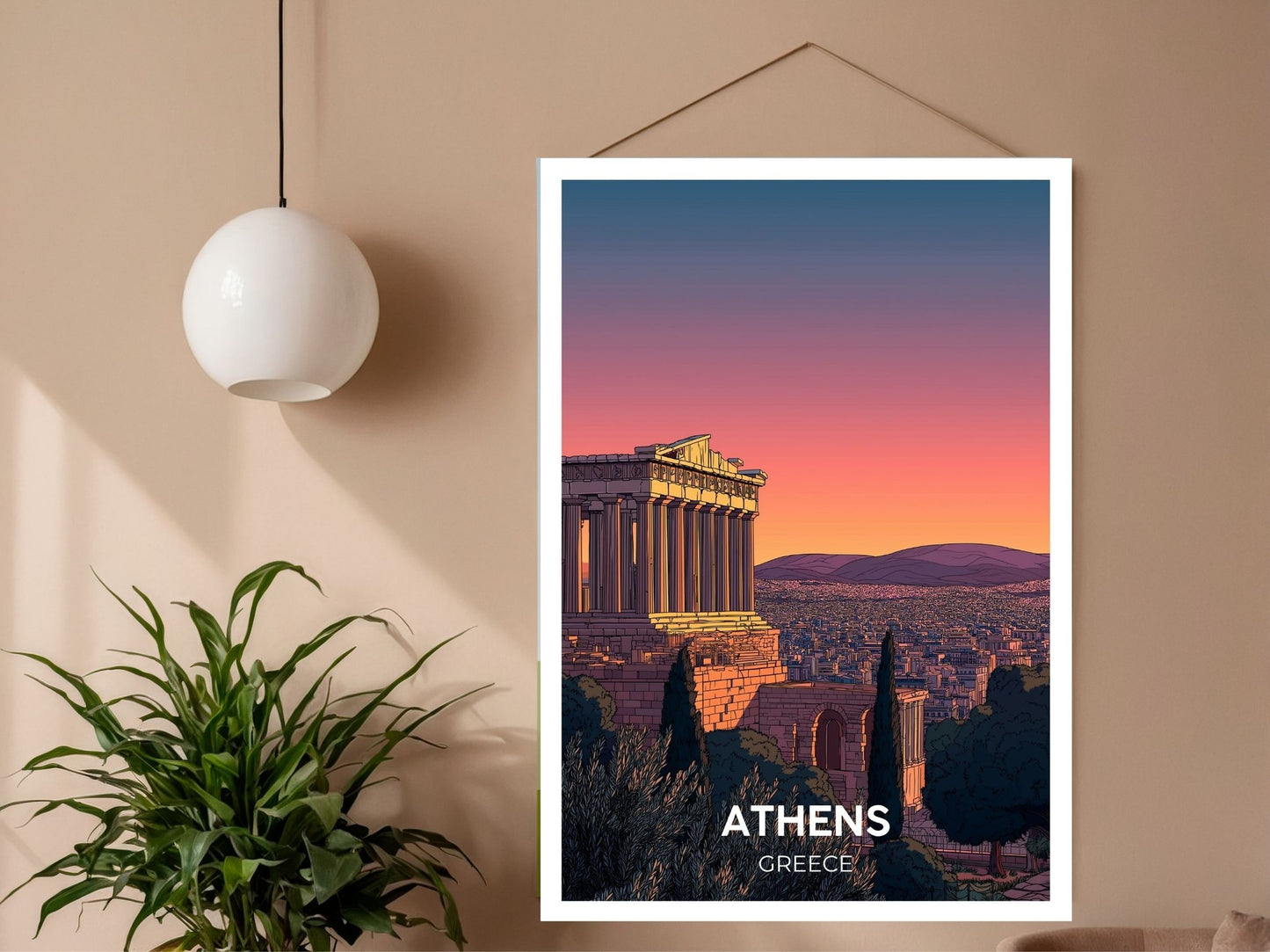 Close-up of Athens Greece travel poster matte texture – Atlas Prints