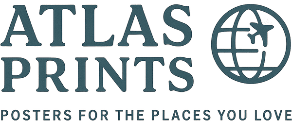 Atlas Prints logo - travel poster art brand 