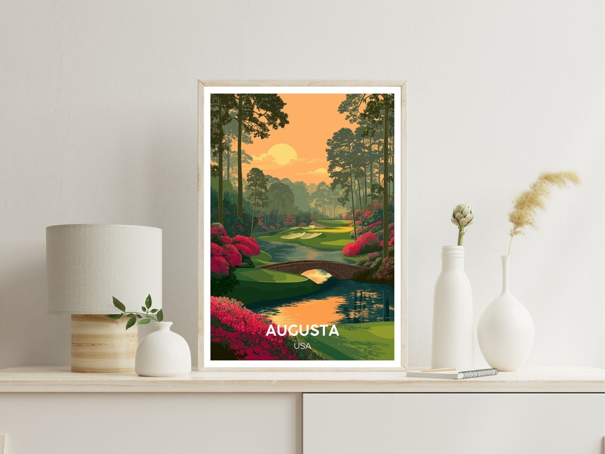 Augusta USA wall art print displayed in bedroom – Atlas Prints