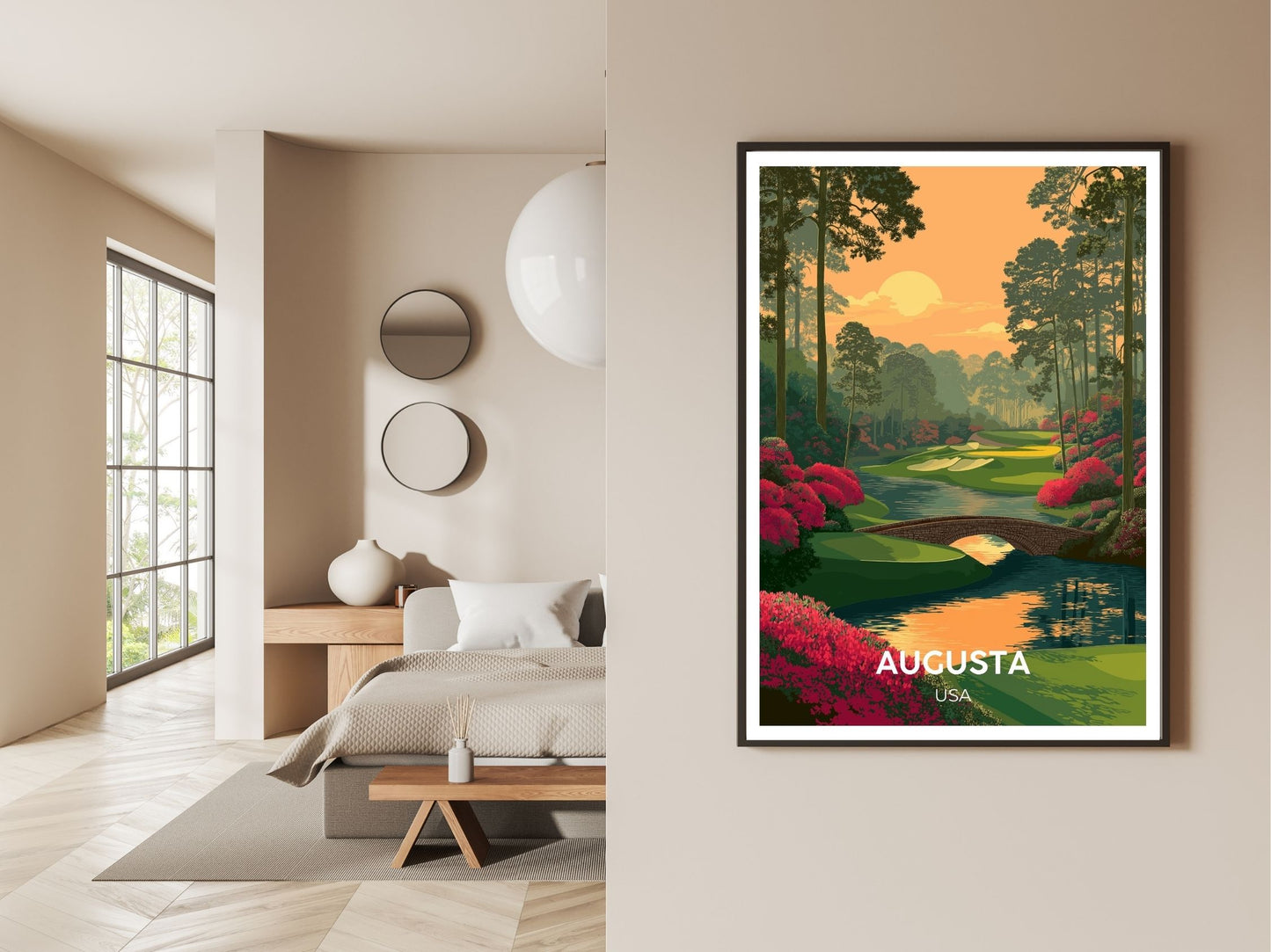 Gallery wall display of Augusta USA travel poster – Atlas Prints