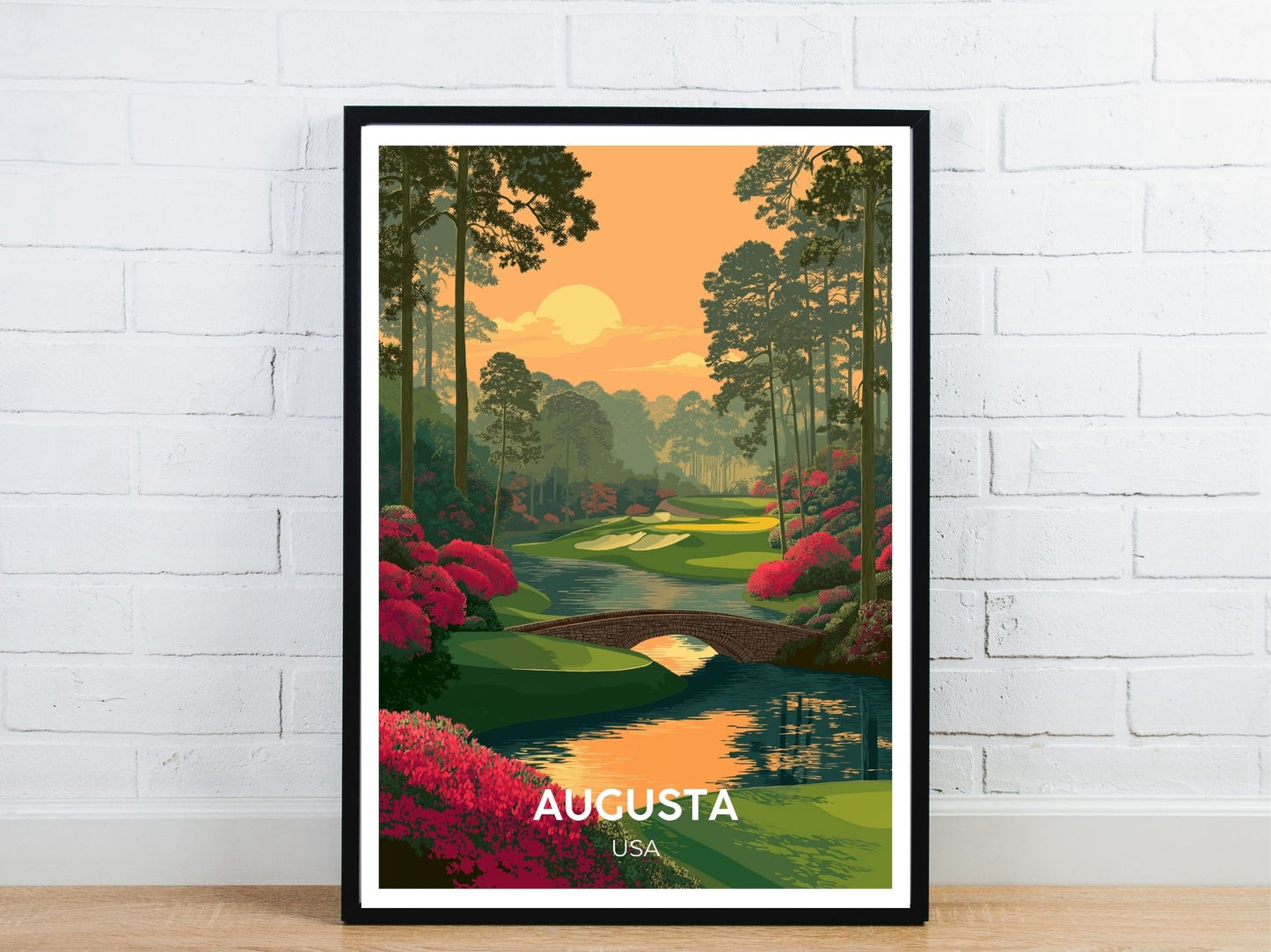 Minimal Augusta USA travel art poster – Atlas Prints